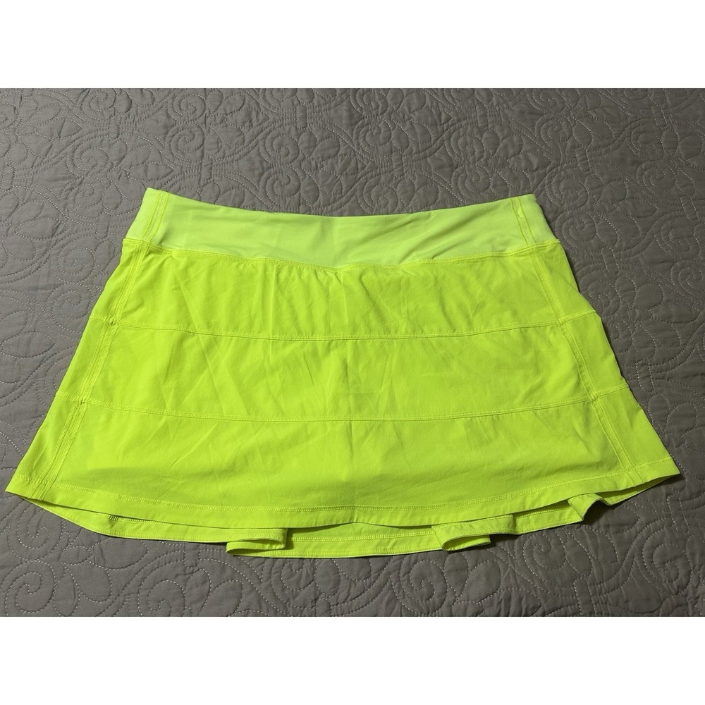 Lululemon Women's Pace Rival Mid-Rise Skirt, Highlighter Yellow Size 14